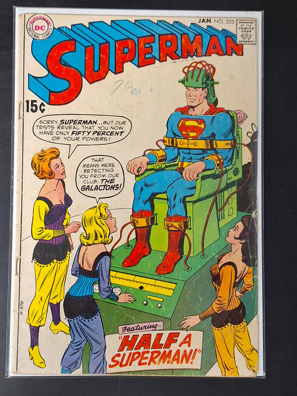 Superman 223 DC 1970 Half a Superman Story