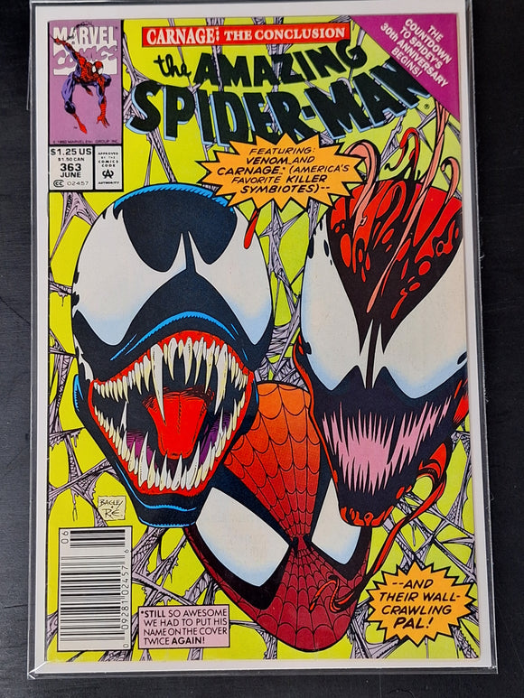 Amazing Spider-Man 363 Marvel 1992 3rd App of Carnage, Newsstand