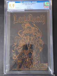 Lady Death: The Crucible 1 Chaos Comics 1996 Leather Edition CGC 9.9 Mint