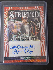 Leaf Pop Century 2024 - Red Shimmer Scripted Auto 4/5 - Jason Paige Pokemon Theme Singer