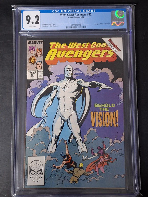 West Coast Avengers 45 Marvel 1989 CGC 9.2 1st White Vision