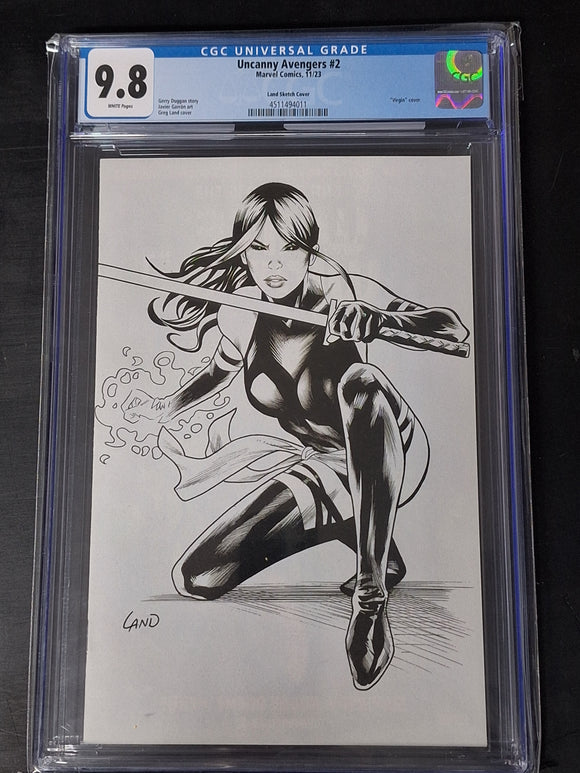 Uncanny Avengers 2 Marvel 2023 Greg Land 1:50 Virgin Sketch Variant CGC 9.8