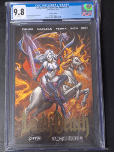 Lady Death: Extinction Express 1 Coffin Comics 2016 Gold Foil Premiere Edition CGC 9.8