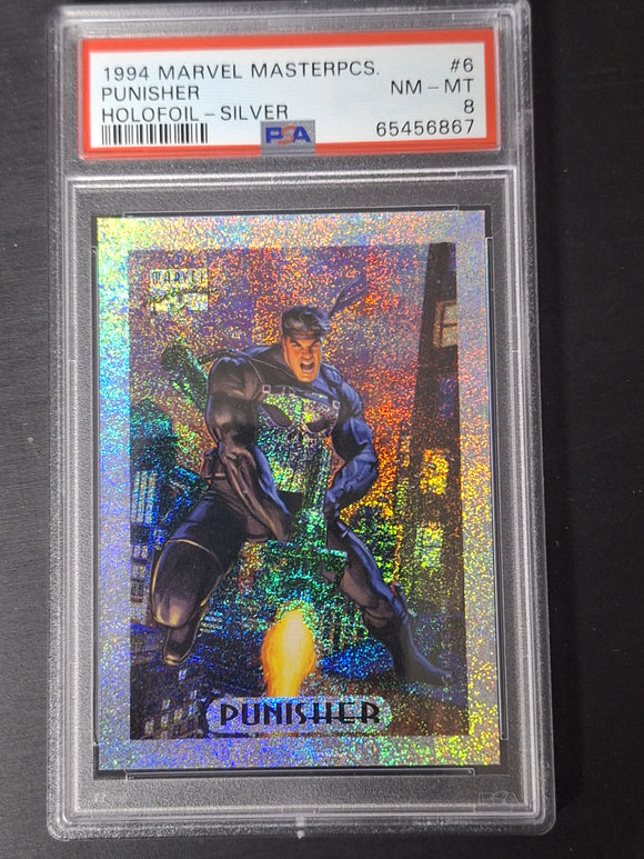 1994 Marvel Masterpieces - Punisher Silver Holofoil #6 - PSA 8