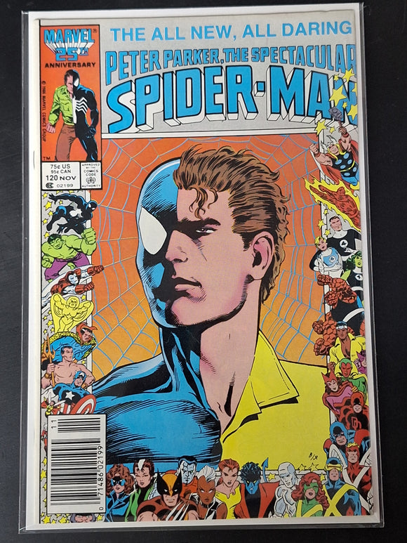 Spectacular Spider-Man 120 Marvel 1986 Newsstand 25th Anniversary Cover