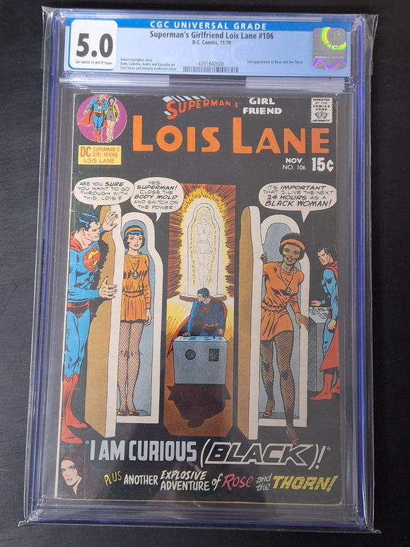 Superman's GIrlfriend Lois Lane 106 DC 1970 CGC 5.0 Controversial Issue 