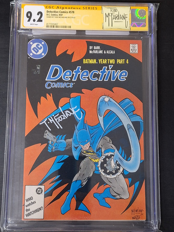 Detective Comics 578 DC 1987 CGC 9.2 SS Todd McFarlane Custom Label