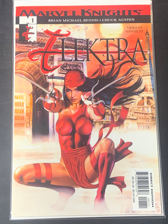 Elektra 1 Marvel Knights 2001 Greg Horn Cover