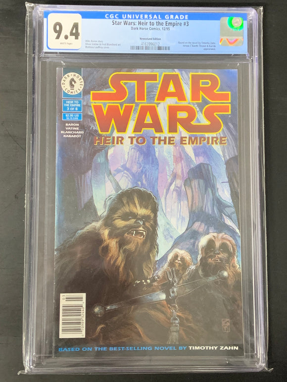 Star Wars: Heir To The Empire 3 Dark Horse 1995 CGC 9.4 3rd App of Thrawn, Scarce Newsstand