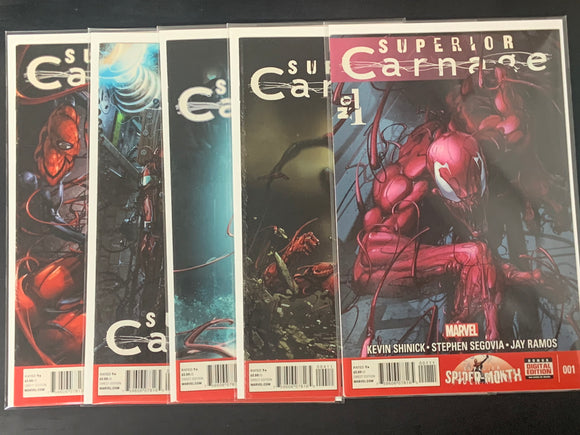 Superior Carnage 1-5 Marvel 2013 Clayton Crain Covers, Set of 5