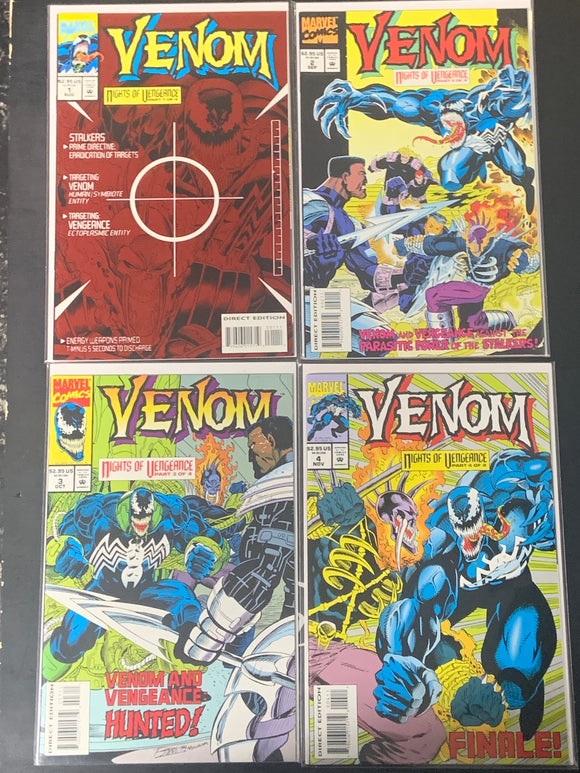 Venom Nights Of Vengeance 1-4 Full Set Marvel 1994 Early Venom Series