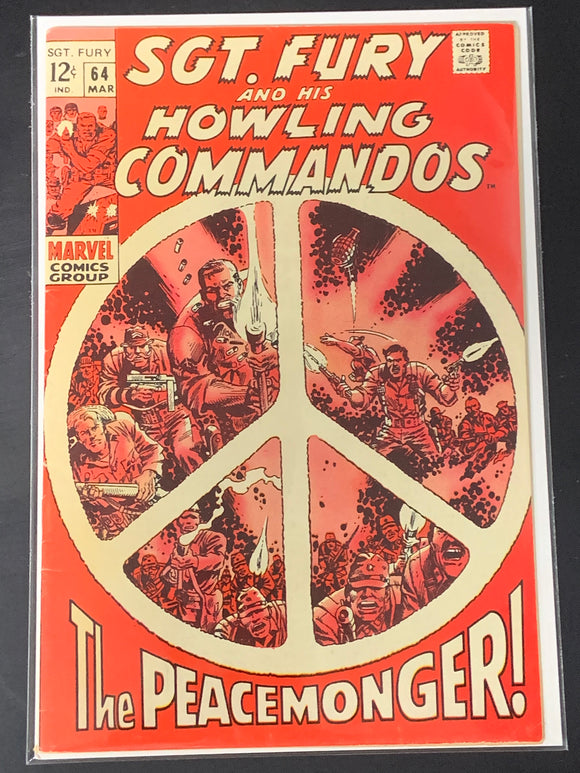 Sgt. Fury and his Howling Commandos 64 Marvel 1969 Silver Age, Peace Sign Cover