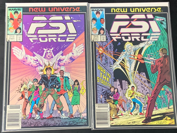 Psi Force 1 & 2 Marvel New Universe 1986 Newsstands