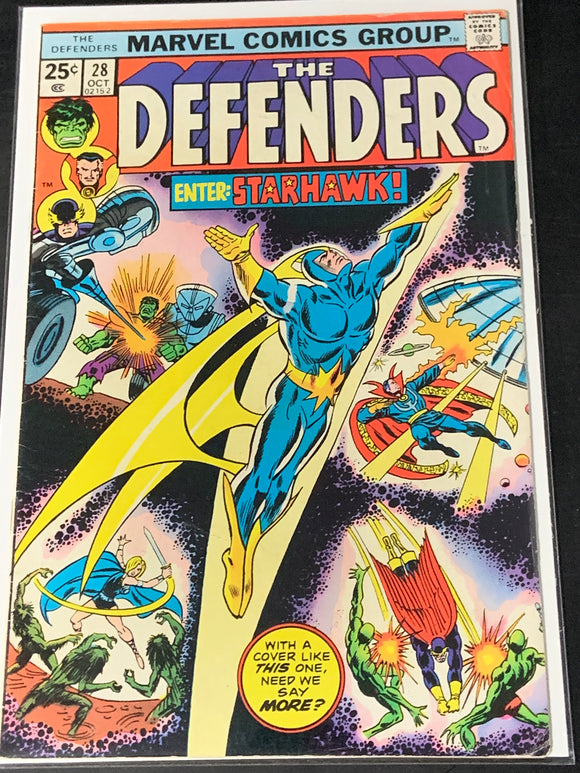 The Defenders 28 Marvel 1975 1st App of Starhawk