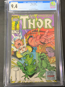 Thor 364 Marvel 1986 CGC 9.4 Thor Becomes a Frog, 1st App of Puddlegulp