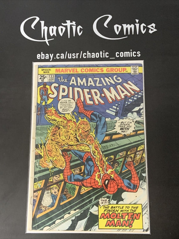 Amazing Spider-Man 133 Marvel Comics 1974 John Romita Cover, Molten Man!