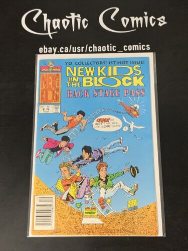 New Kids On The Block Back Stage Pass 1 Harvey Comics 1990 VERY Scarce Newsstand