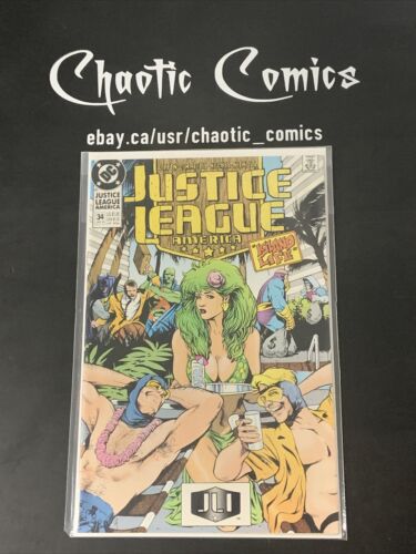 Justice League America 34 DC Comics 1990 Early Adam Hughes Cover And Art!